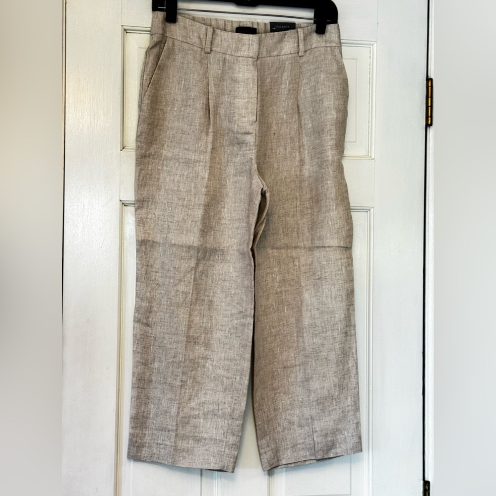 Talbots Linen Cropped Ankle Pants in‎ Light Taupe